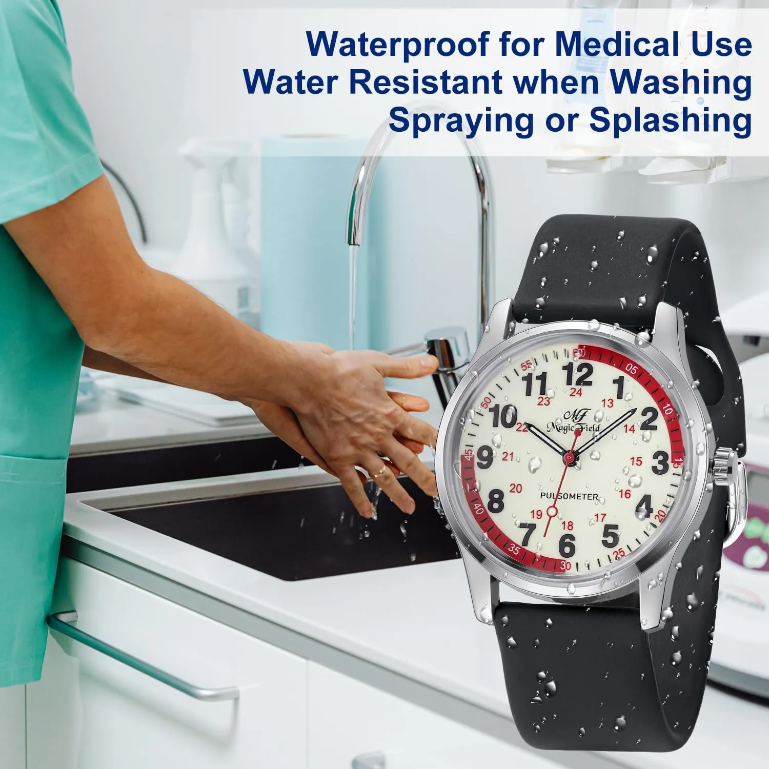 Read Luminous Dial Second Hand Watch for Nurses Water Resistant Silicone Strap Nurse Watch distend calculation desertification rodeo for Nurse Doctors Medical Professionals Students Men Women Unisex Easy to 