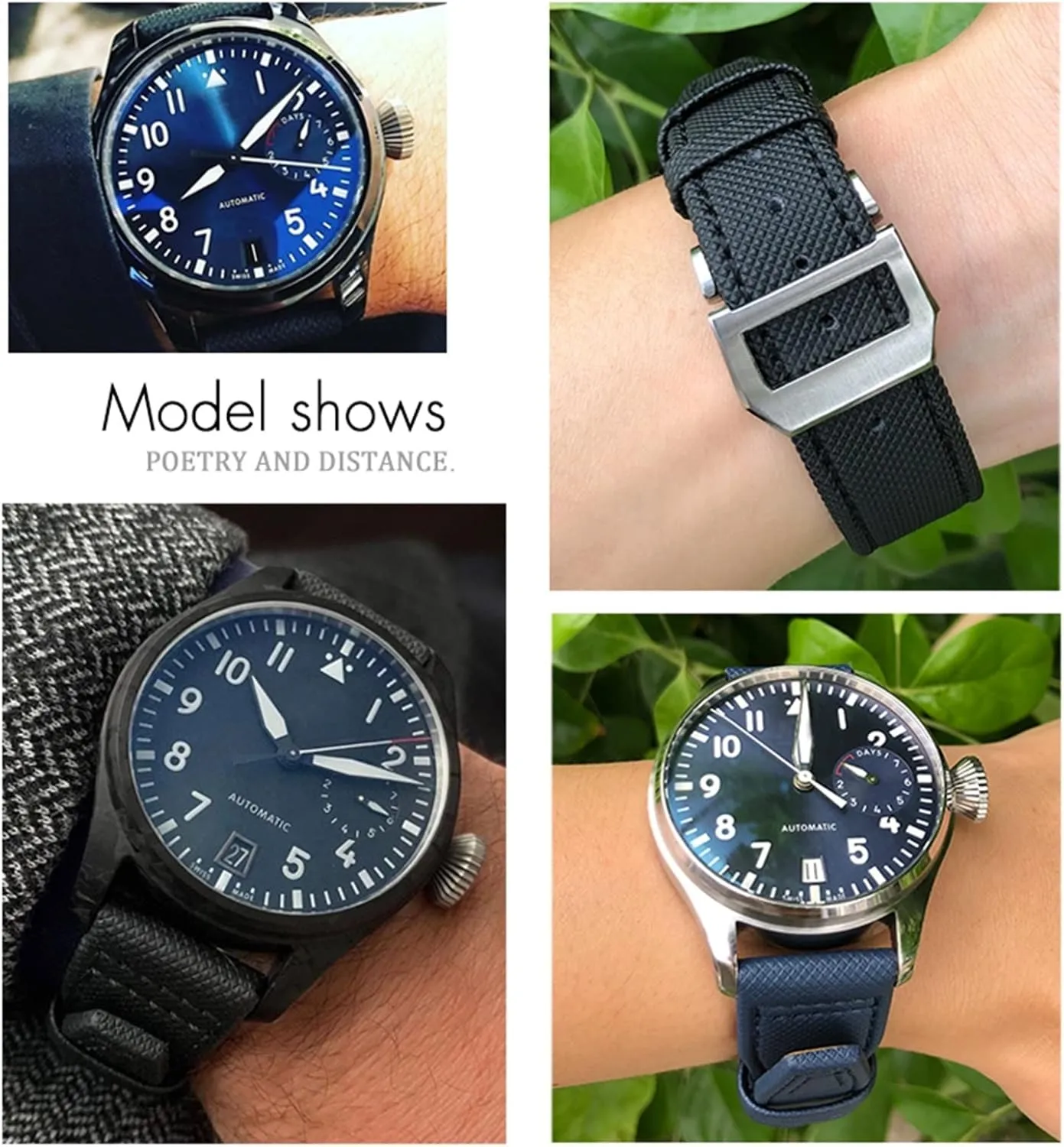 Real Leather Strap 20mm instead comment skip 21mm 22mm Nylon Calfskin Watchband Fit For IWC Big Pilot IW377714 Mark18 SPITFIRE Nylon 