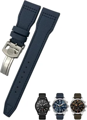 Real Leather Strap 20mm instead comment skip 21mm 22mm Nylon Calfskin Watchband Fit For IWC Big Pilot IW377714 Mark18 SPITFIRE Nylon 