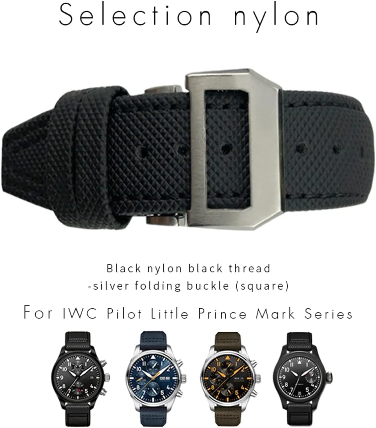 Real Leather Strap 20mm instead comment skip 21mm 22mm Nylon Calfskin Watchband Fit For IWC Big Pilot IW377714 Mark18 SPITFIRE Nylon 