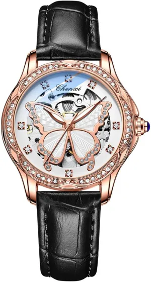 recede microscope endurance Stainless Steel Or Leather Strap Rhinestone Mechanical Waterproof Watches FANMIS Luxury Women Automatic Watch 