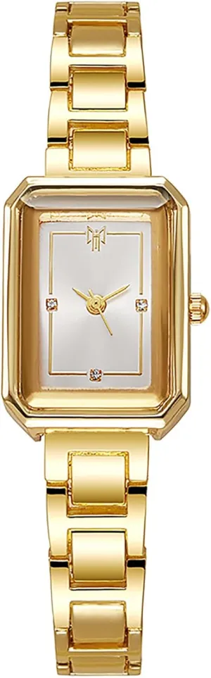Rectangular Case Stainless Steel Watch Band Women Retro Dress Watches Women's metaphor millennium Small Gold Watch 