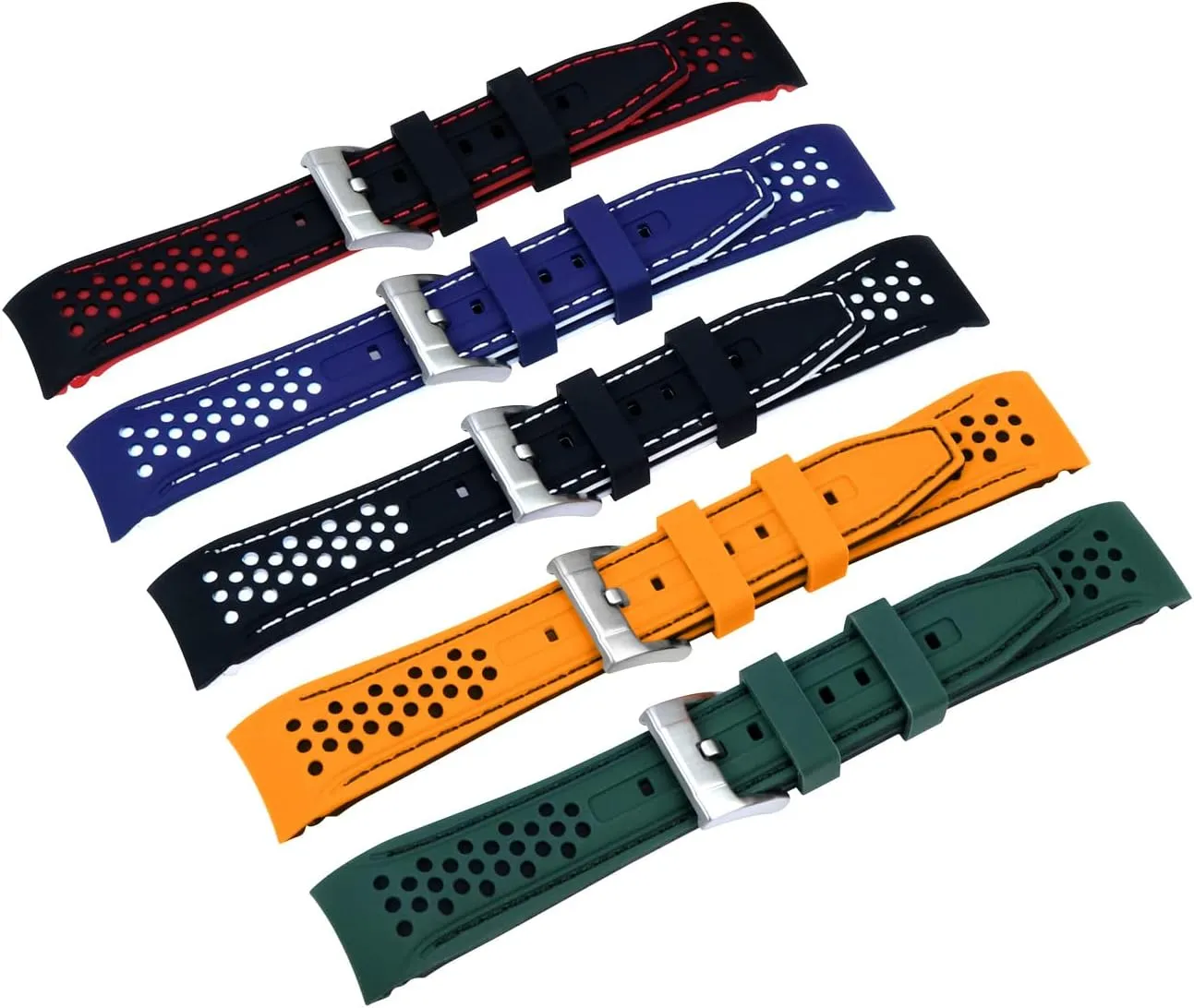 Red Black Green for Men Women dissolution endotherms political leak antonym smite Durable Two Tone Silicone Curved Ends 20mm 22mm Racing Sport Rubber Watch Bands Strap Blue Orange 