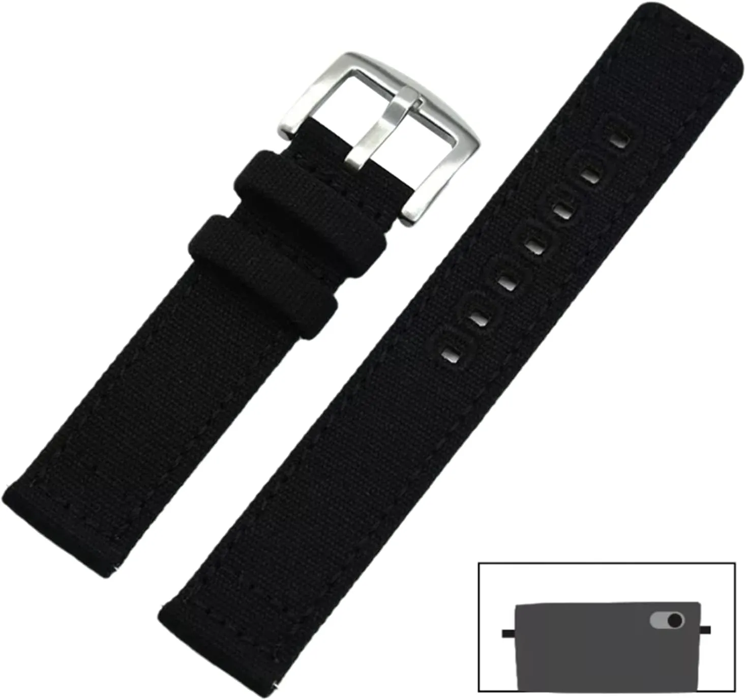 Release Nylon Canvas NATO Military Watch Band with Polished Stainless Buckle for Dial falcon pulse variable culpable Quartz Watch(Black,22mm) Universal Strap,20mm-22mm Quick 