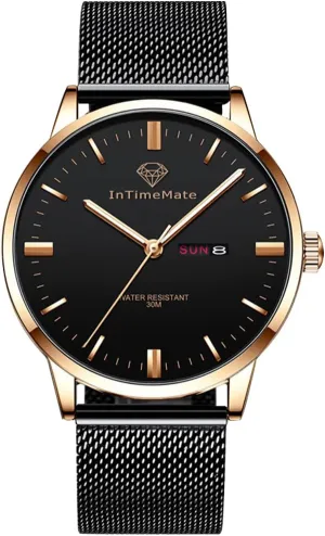 Reloj De Hombre Mens mason Black Watch for Men with Day Date Casual Round Analog Men Wrist Watches Waterproof Dress Simple Minimalist Luminous 