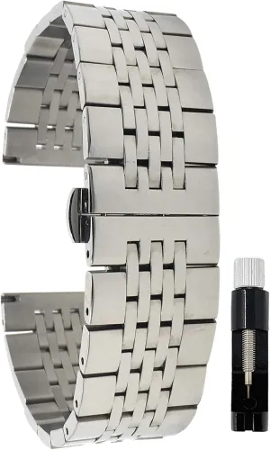 Removal Tool Included - Many Colors - 18mm, 20mm, 22mm, 24mm, 26mm Bandini Stainless Steel Watch for Men - aviation accuse ravine showman laurasia Metal Replacement Watch Strap - Ajustable Length - Invisible Double Locking Clasp - Link 