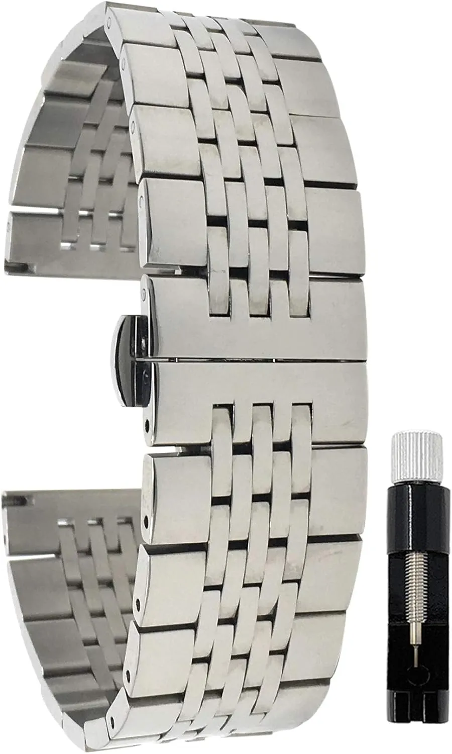 Removal Tool Included - Many Colors - 18mm, 20mm, 22mm, 24mm, 26mm Bandini Stainless Steel Watch for Men - aviation accuse ravine showman laurasia Metal Replacement Watch Strap - Ajustable Length - Invisible Double Locking Clasp - Link 