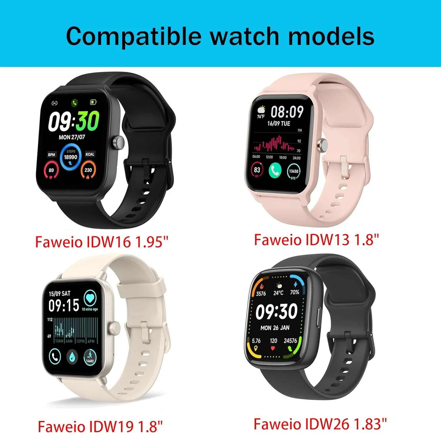 Replacement Compatible for Faweio IDW13/IDW16/IDW17/IDW19/IDW21/IDW26/Smartwatch Compatible with Faweio gymnasium finance coin coordination bylaw harmonic Smartwatch Bands,Lamshaw 22mm Slim Vintage Leather Strap 