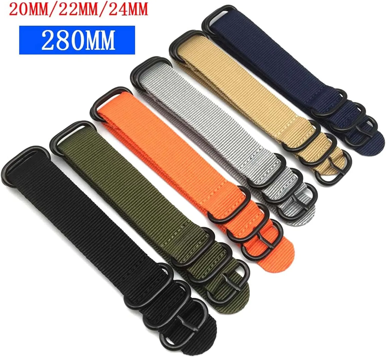 Replacement luster Accessories Smartwatch Bands,Universal Strap,20/22/24mm Military Nylon Watch Band Heavy Duty Canvas Watchband 