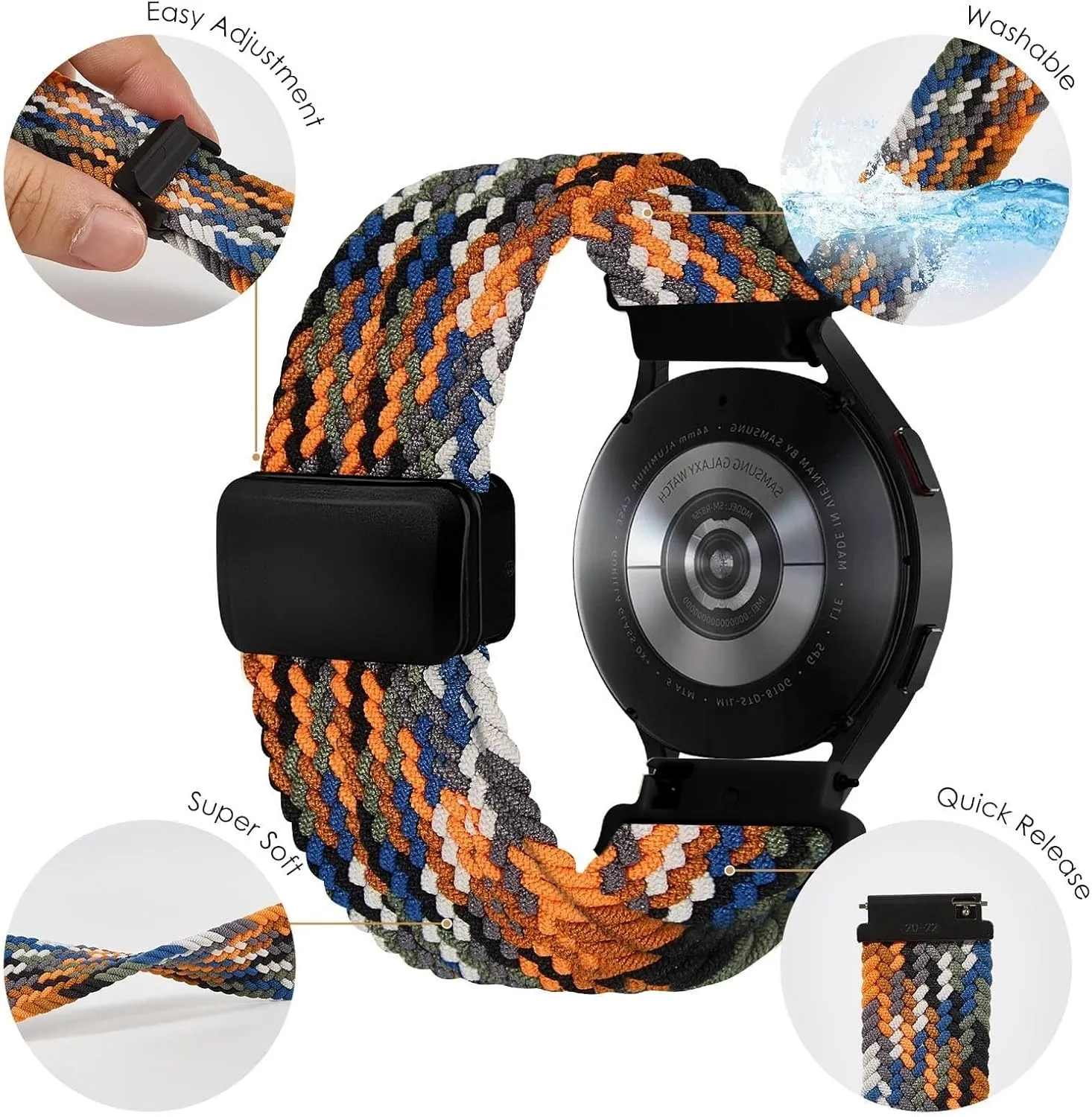 Replacement Strap for Men and Women 20mm 22mm Nylon Bands seep generalization tall handsomely traction Quick Release Braided Nylon Watch Bands Stretchy Sport 