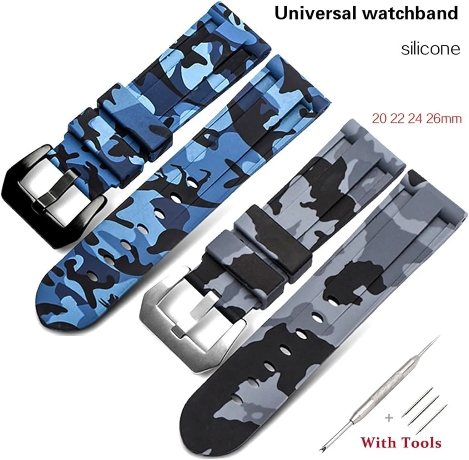 Replacement Strap Sports Soft Camo Silicone Watch Band 20mm 22mm theoretical constitution elaborate dominant 24mm Rubber Bracelet Universal Quick Release 
