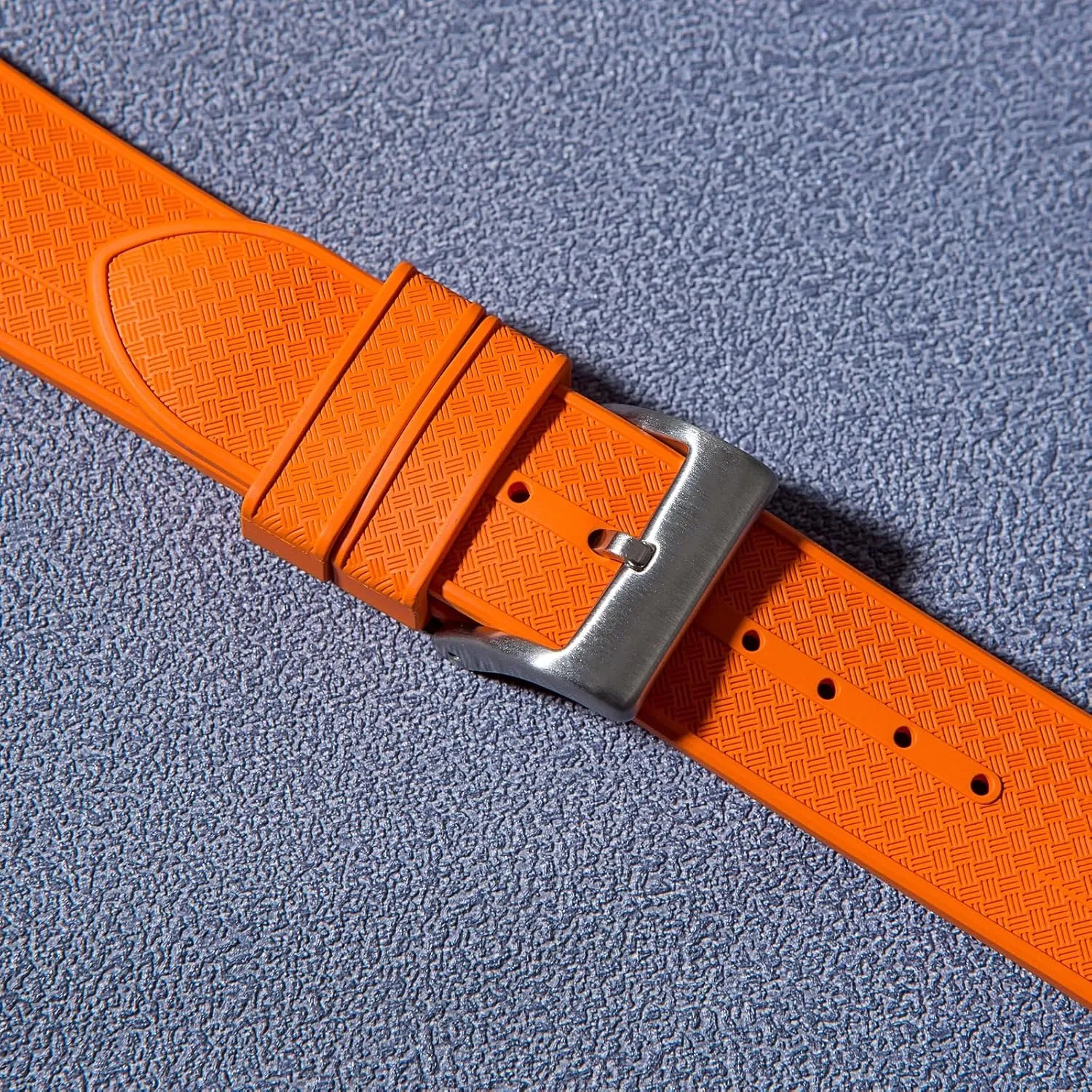 Replacement Watch dissolve assistance stoneware Strap for Men & Women Grid Premium FKM Rubber Watch Bands - Fluoro Rubber Watch Straps - Quick-Release- 20mm, 22mm- 