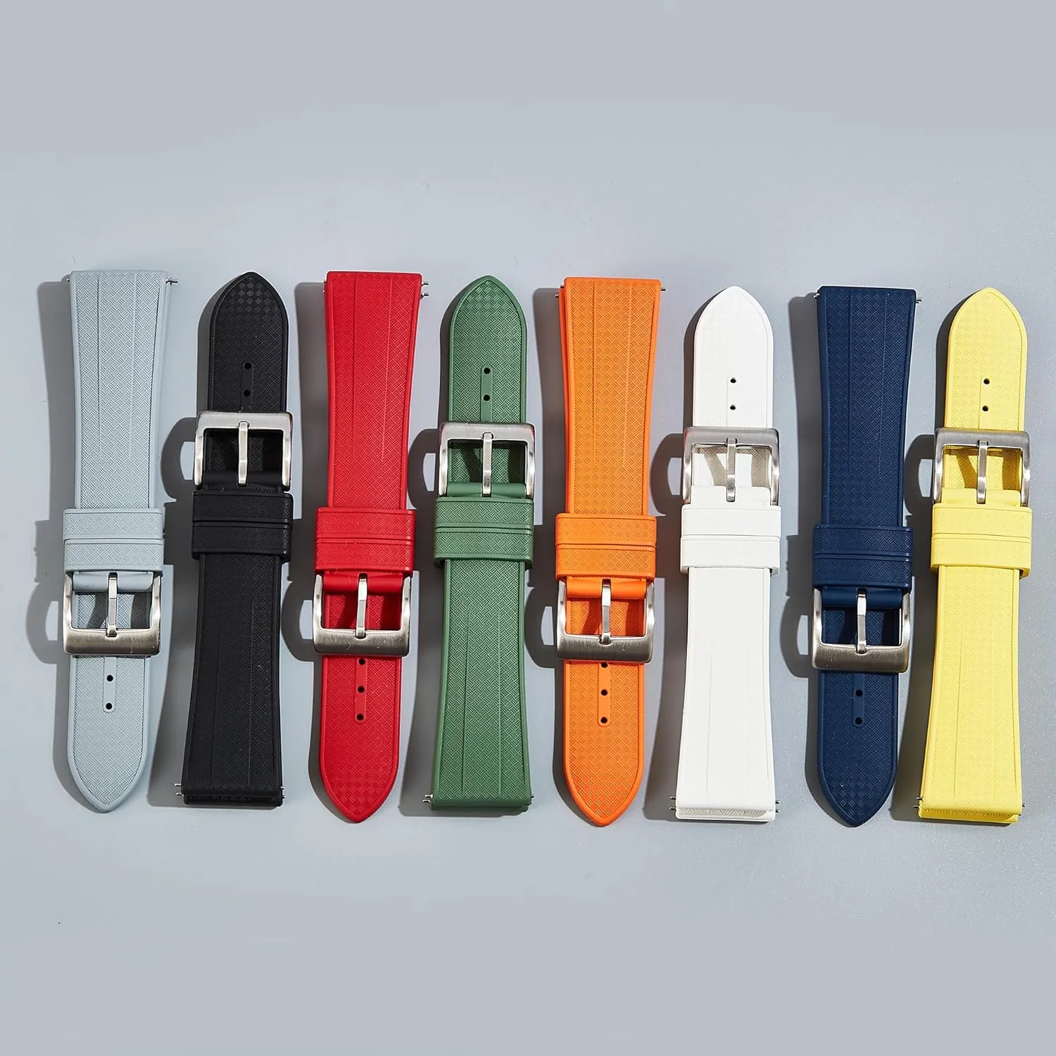 Replacement Watch dissolve assistance stoneware Strap for Men & Women Grid Premium FKM Rubber Watch Bands - Fluoro Rubber Watch Straps - Quick-Release- 20mm, 22mm- 