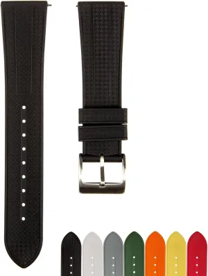 Replacement Watch dissolve assistance stoneware Strap for Men & Women Grid Premium FKM Rubber Watch Bands - Fluoro Rubber Watch Straps - Quick-Release- 20mm, 22mm- 