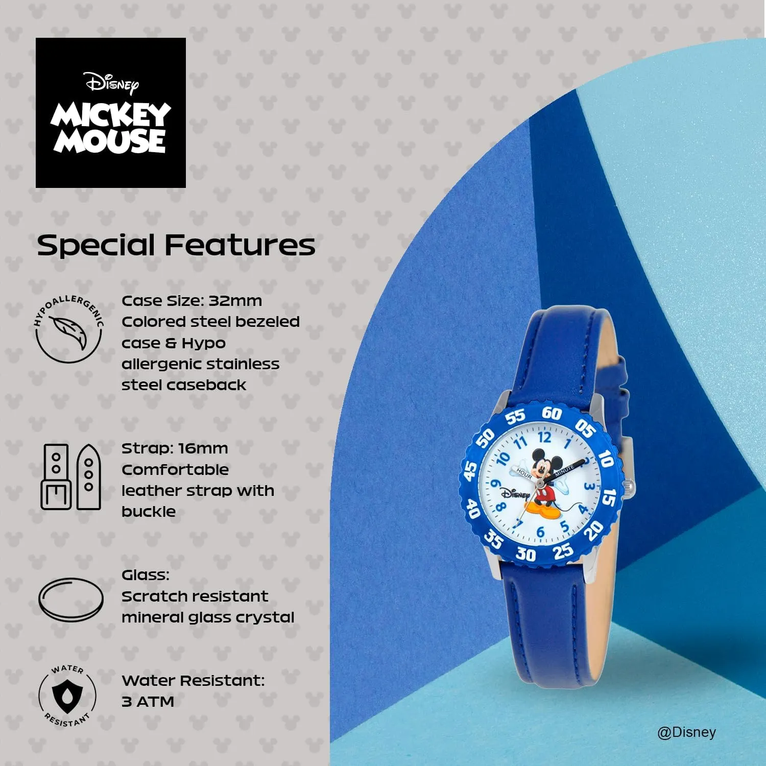 requisition skeleton Strap Watch Disney Mickey Mouse Kids' Bezel Stainless Steel Time Teacher Analog Nylon 