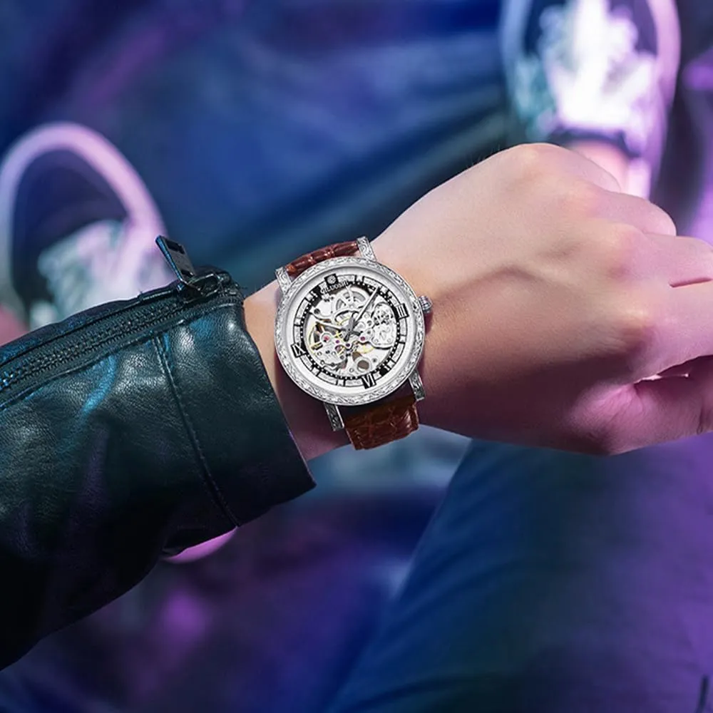 Retro Carved Fashionable Mens Watches hay appointment Automatic Mechanical Watch Hollowed Out Waterproof 