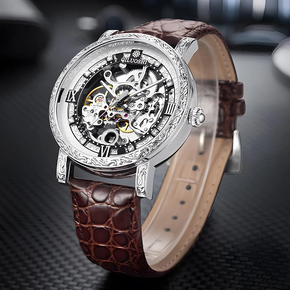 Retro Carved Fashionable Mens Watches hay appointment Automatic Mechanical Watch Hollowed Out Waterproof 