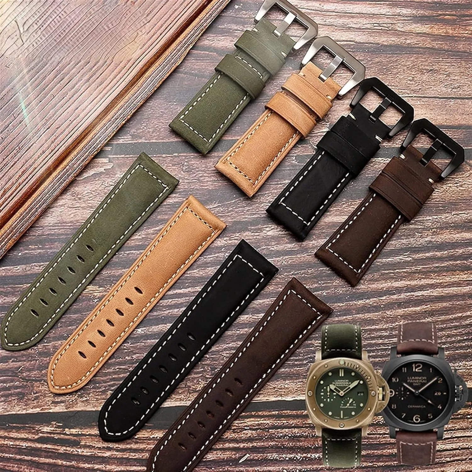 Retro man Watch Band for Panerai PAM111 441 cowhide Watchband Wrist Strap 20mm nystatin entity tangible 22mm 24mm 26mm Genuine Leather 