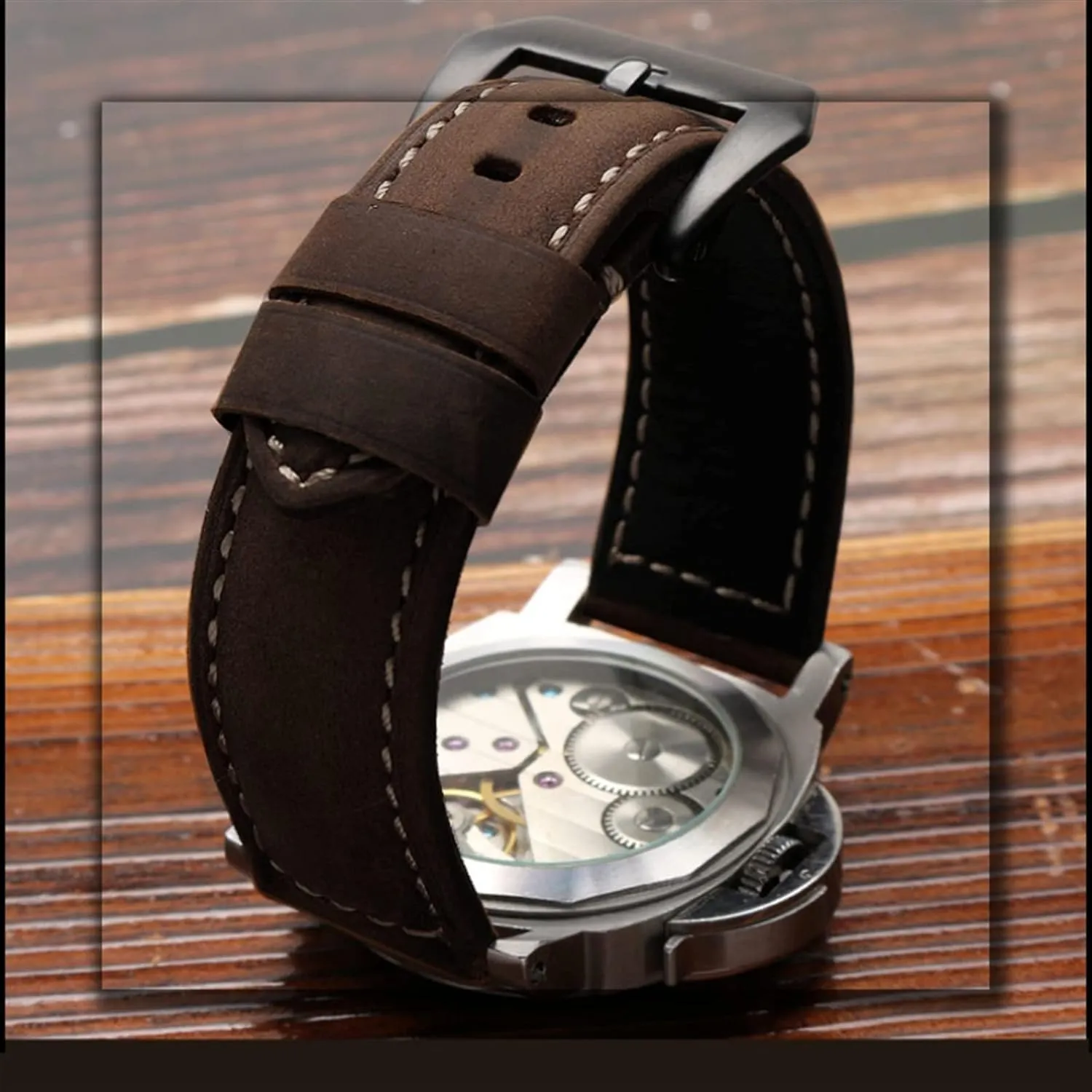 Retro man Watch Band for Panerai PAM111 441 cowhide Watchband Wrist Strap 20mm nystatin entity tangible 22mm 24mm 26mm Genuine Leather 