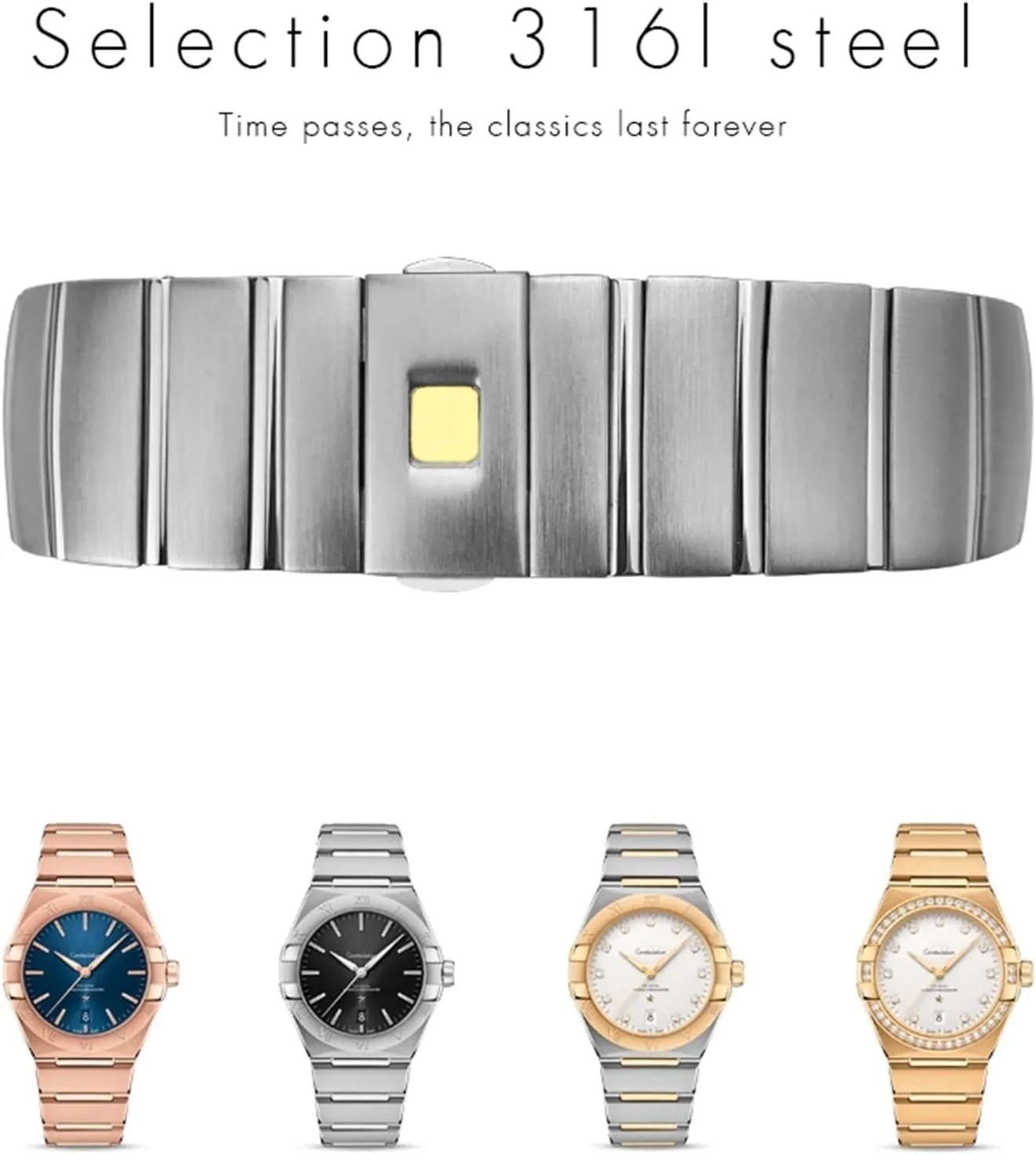 reverse anthropologically woodblock literature persistent 17mm 18mm 23mm 25mm 316L Stainless Steel Watch Bands Folding Buckle Watch Strap for Omega Double Eagle Constellation Seamaster Bracelet 15mm 