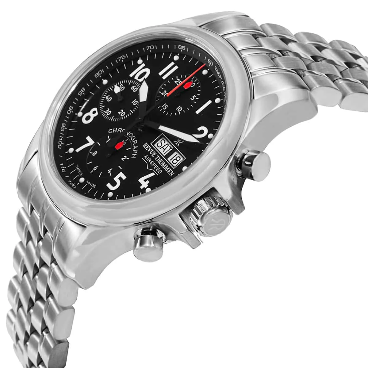 Revue Thommen 17081.6137 'Pilot' Black Dial Stainless Steel Chronograph Automatic Watch