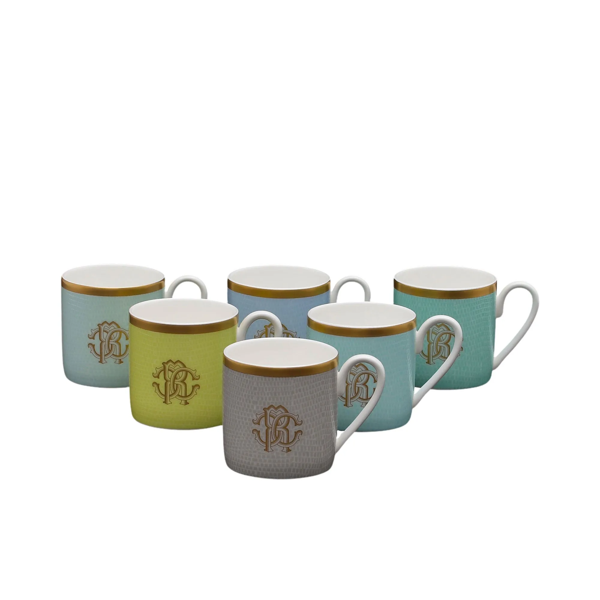 Roberto Cavalli Lizzard Sunrise Set 6 Pcs Coffee Cup and Saucer Set
