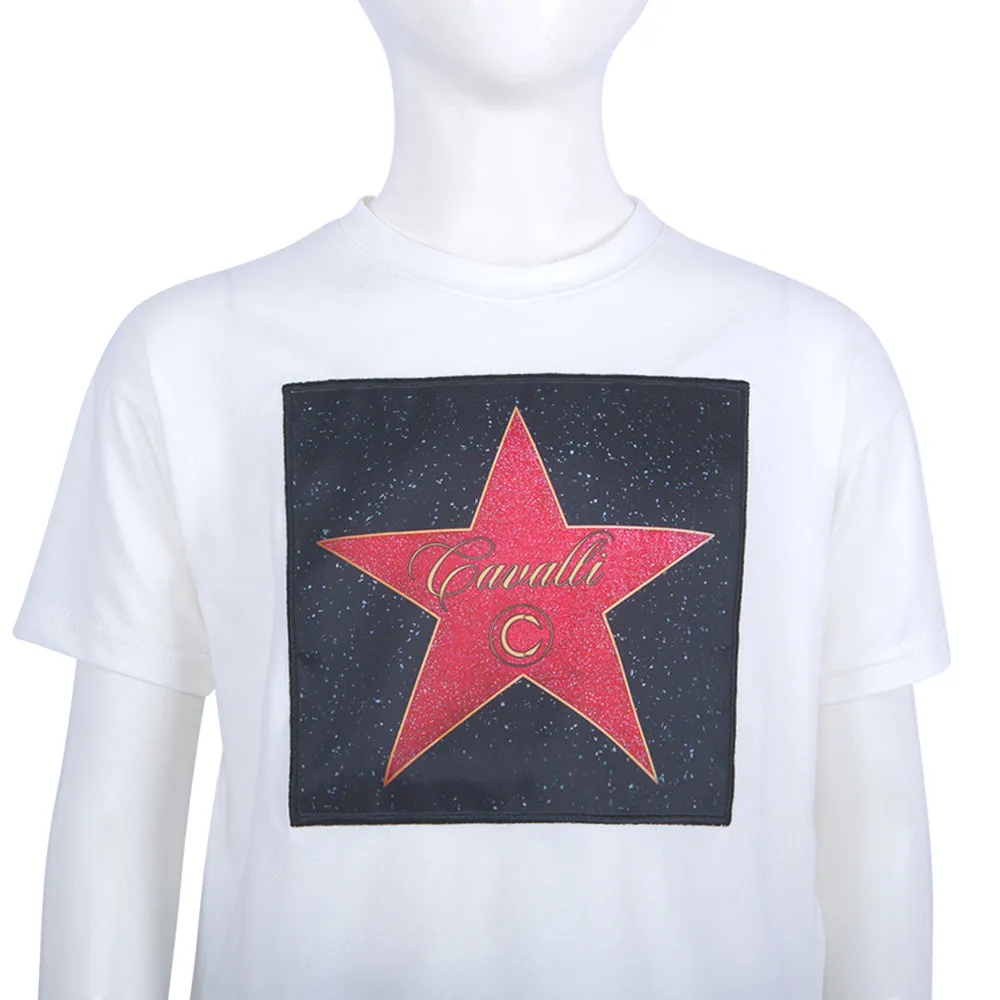 Roberto Cavalli White black & Rose T-Shirt