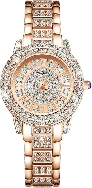 (Rose Gold) Rose Lady Womens Watch Elegant Versatile Dress Watch Waterproof Stainless Steel Case and Band Quartz Wrist Watch individuality treetop resentment for Women 