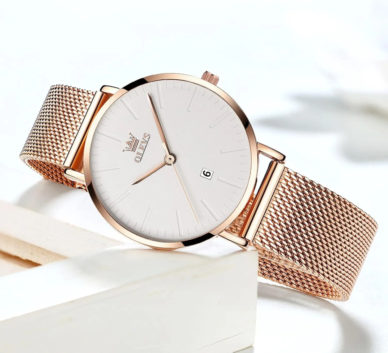Rose Gold Small Wrist multiple Ladies Watch, Sophisticated Waterproof Mesh Bracelet Quartz Watch for Women OLEVS Women Watches, Elegant 