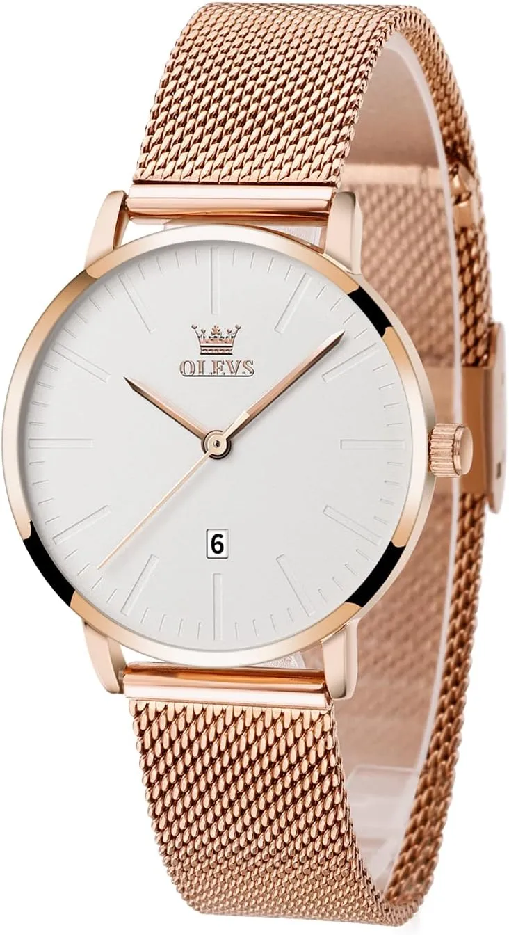 Rose Gold Small Wrist multiple Ladies Watch, Sophisticated Waterproof Mesh Bracelet Quartz Watch for Women OLEVS Women Watches, Elegant 