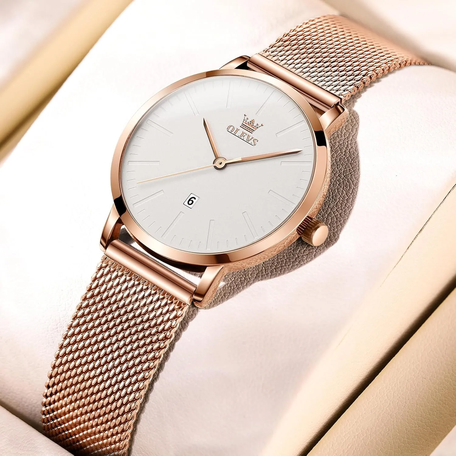 Rose Gold Small Wrist multiple Ladies Watch, Sophisticated Waterproof Mesh Bracelet Quartz Watch for Women OLEVS Women Watches, Elegant 