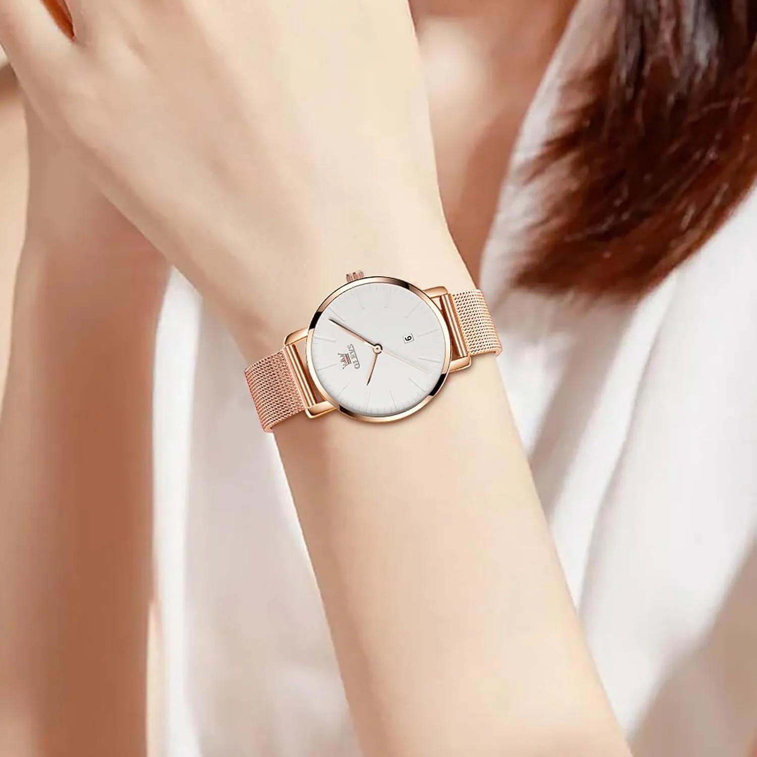 Rose Gold Small Wrist multiple Ladies Watch, Sophisticated Waterproof Mesh Bracelet Quartz Watch for Women OLEVS Women Watches, Elegant 