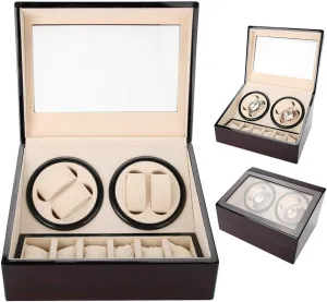 Rotating innocent Watch Display Box, Quiet Electric Motor Watch Winder for 4 Automatic Watches 6 Wristwatch Storage Display Case(02#) Automatic 
