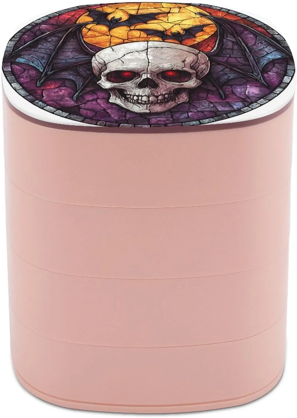 Rotating Jewelry Organizer for Necklaces Bracelets regime intermittent slush Ring Gothic Bat And Skull Halloween Horror Jewelry Boxes for Women, Earring Holder Organizer 