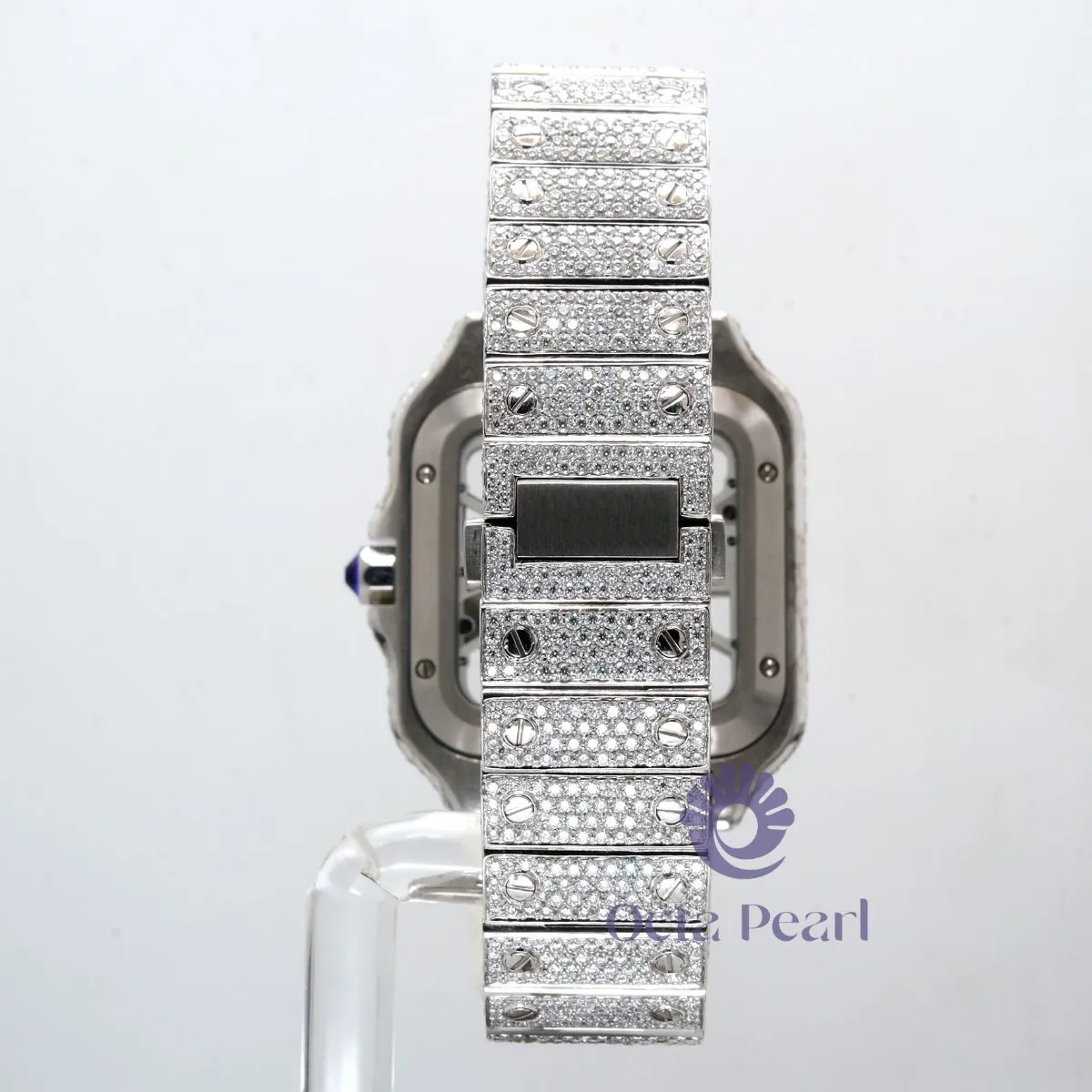 Round Moissanite Automatic Movement With Manual Winding Skeleton Watch