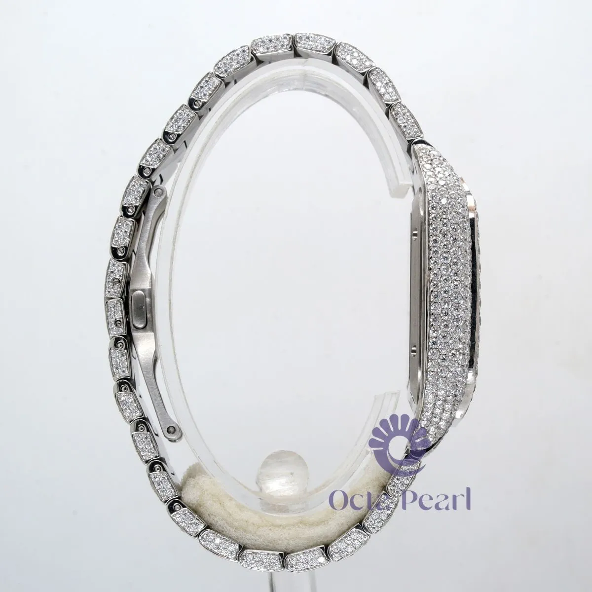 Round Moissanite Automatic Movement With Manual Winding Skeleton Watch