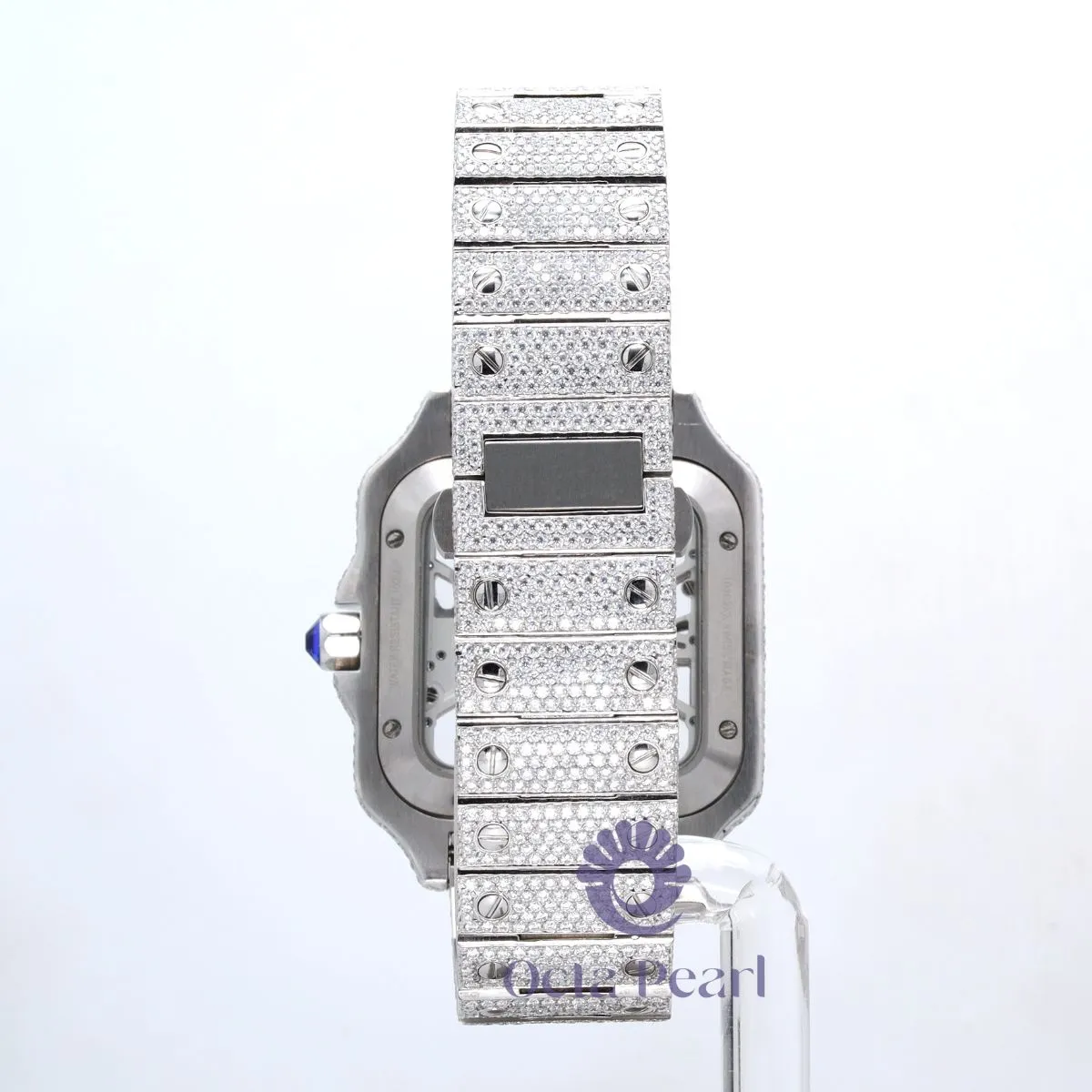 Round Moissanite Studded Skeleton Dial Automatic Watch For Men