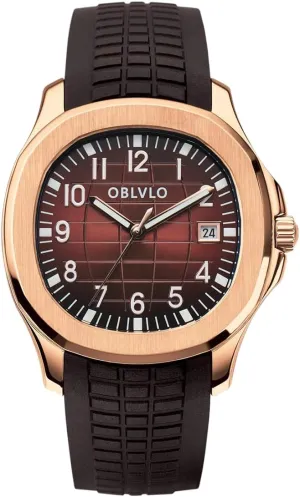Rubber Band Mechanical Sport Watches FM-SL Luxury Rose Gold Square Blue Dial with Date Automatic Watch for joint Men Super Luminous 