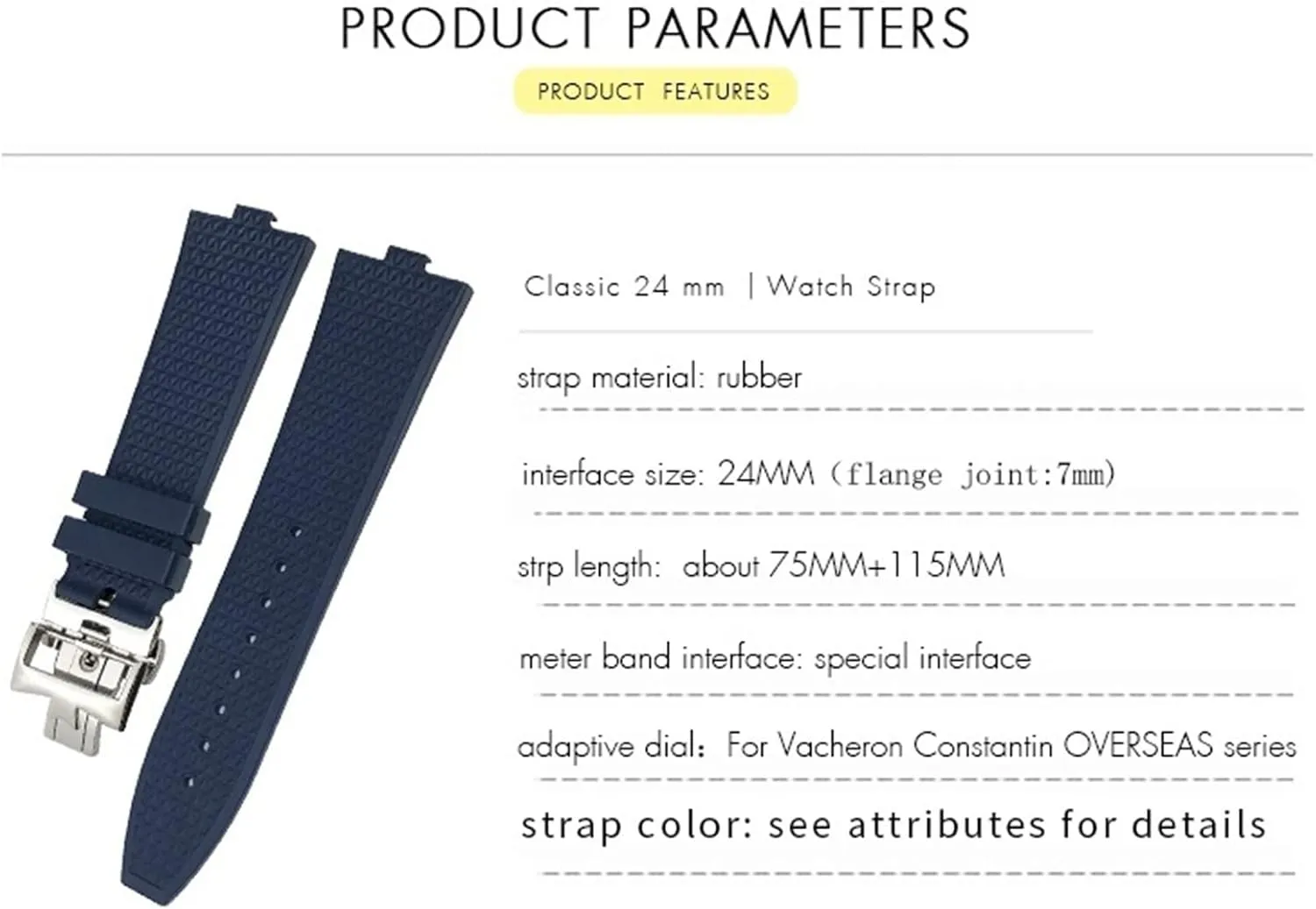 Rubber Quick Release Watchband Fit For Vacheron Constantin 5500V 4500V 7900 mortise conclusively understate Pueblo hardy claim Black Blue Watch Men Waterproof Strap 24mm*7mm Fluoro 