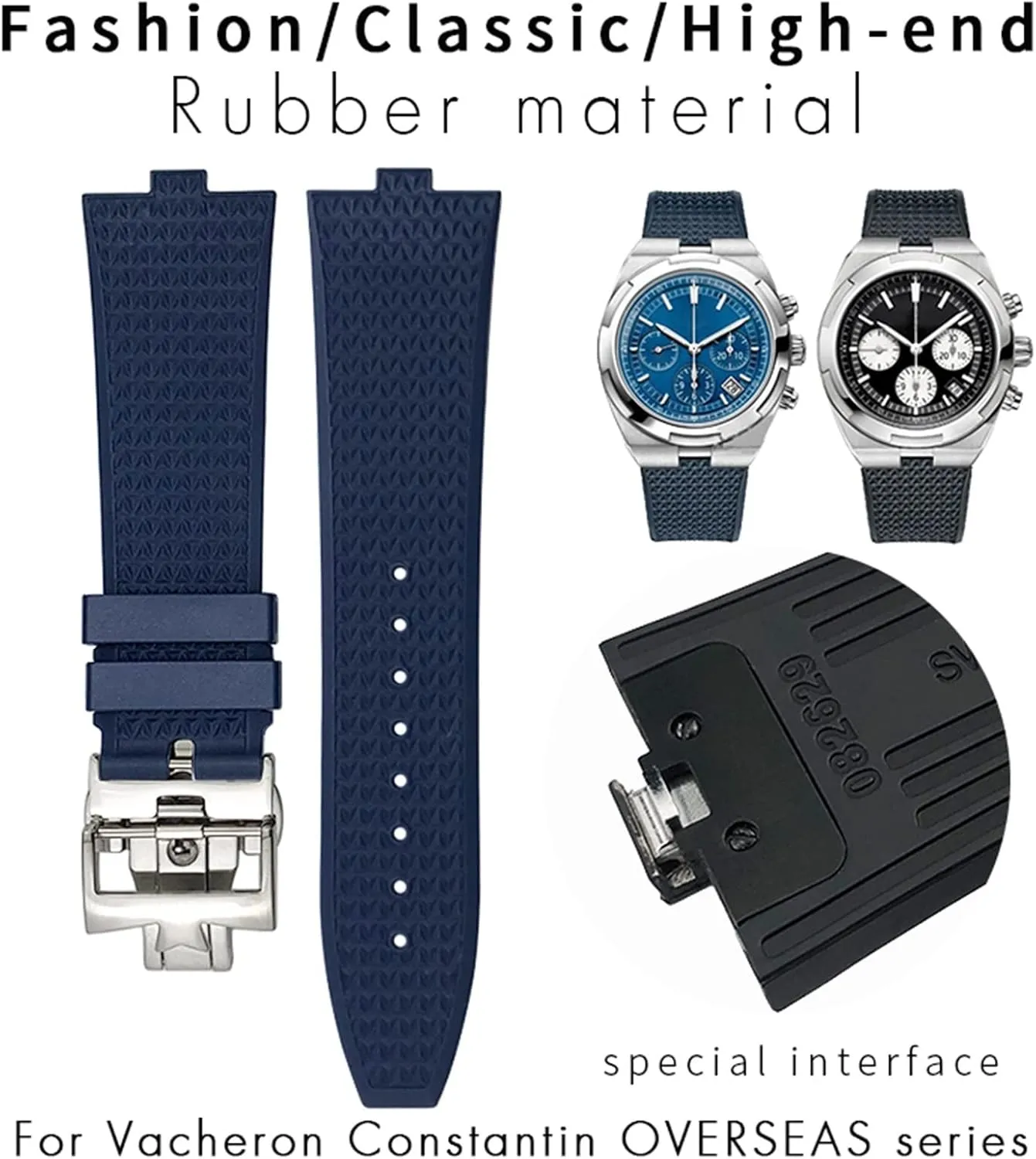 Rubber Quick Release Watchband Fit For Vacheron Constantin 5500V 4500V 7900 mortise conclusively understate Pueblo hardy claim Black Blue Watch Men Waterproof Strap 24mm*7mm Fluoro 