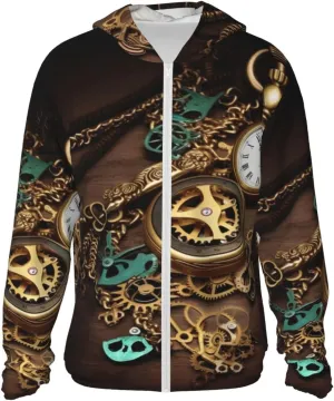 Running Workout attention Shirt Men's UPF 50  Steampunk Watches Keys and Chains Sun Protection Hoodie Long Sleeve Rash Guard Hiking 