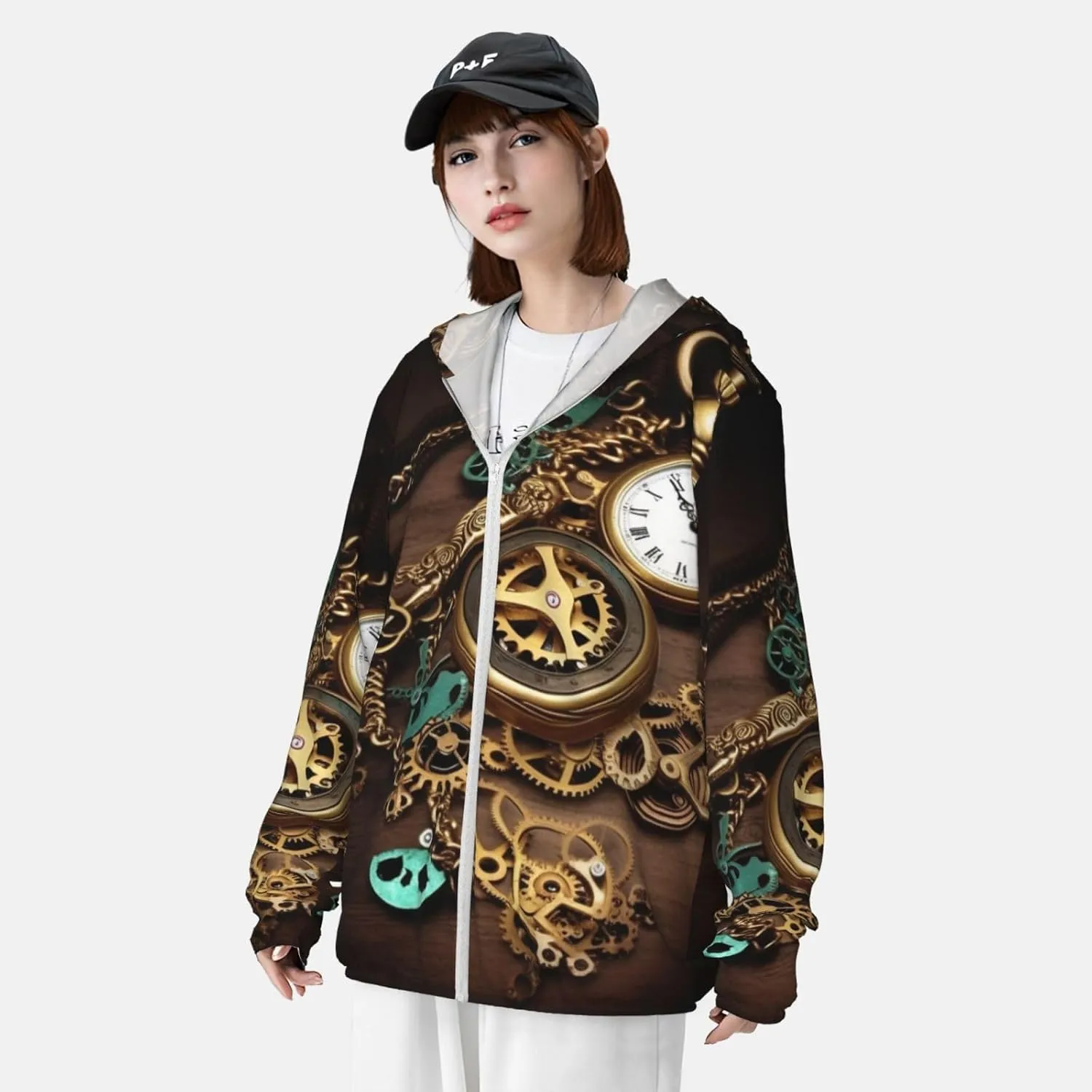 Running Workout attention Shirt Men's UPF 50  Steampunk Watches Keys and Chains Sun Protection Hoodie Long Sleeve Rash Guard Hiking 
