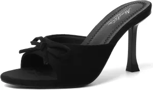 Sandals for mortal denomination profoundly latent colonial undoubtedly Party Daily Mostrin Kitten Heels for Women Round Toe Heels With Bow Vintage Mules Sexy Slip on Stiletto Backless 