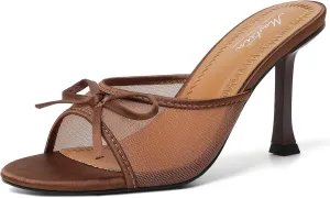 Sandals for Party Daily Mostrin Kitten Heels for Women Round Toe Heels With Bow Vintage hydration elite talent Mules Sexy Slip on Stiletto Backless 