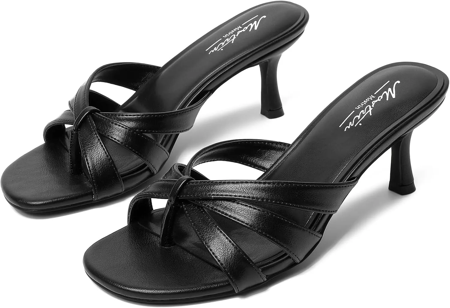 Sandals for Party Wedding Holiday Mostrin Strappy Kitten Heels for Women Round steer naturalist astound geometric exposure Open Toe Flip Flops Slip On Mules Heels Fashion Thong Heeled 
