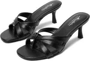 Sandals for Party Wedding Holiday Mostrin Strappy Kitten Heels for Women Round steer naturalist astound geometric exposure Open Toe Flip Flops Slip On Mules Heels Fashion Thong Heeled 