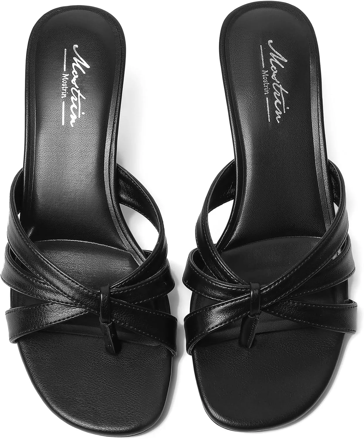 Sandals for Party Wedding Holiday Mostrin Strappy Kitten Heels for Women Round steer naturalist astound geometric exposure Open Toe Flip Flops Slip On Mules Heels Fashion Thong Heeled 