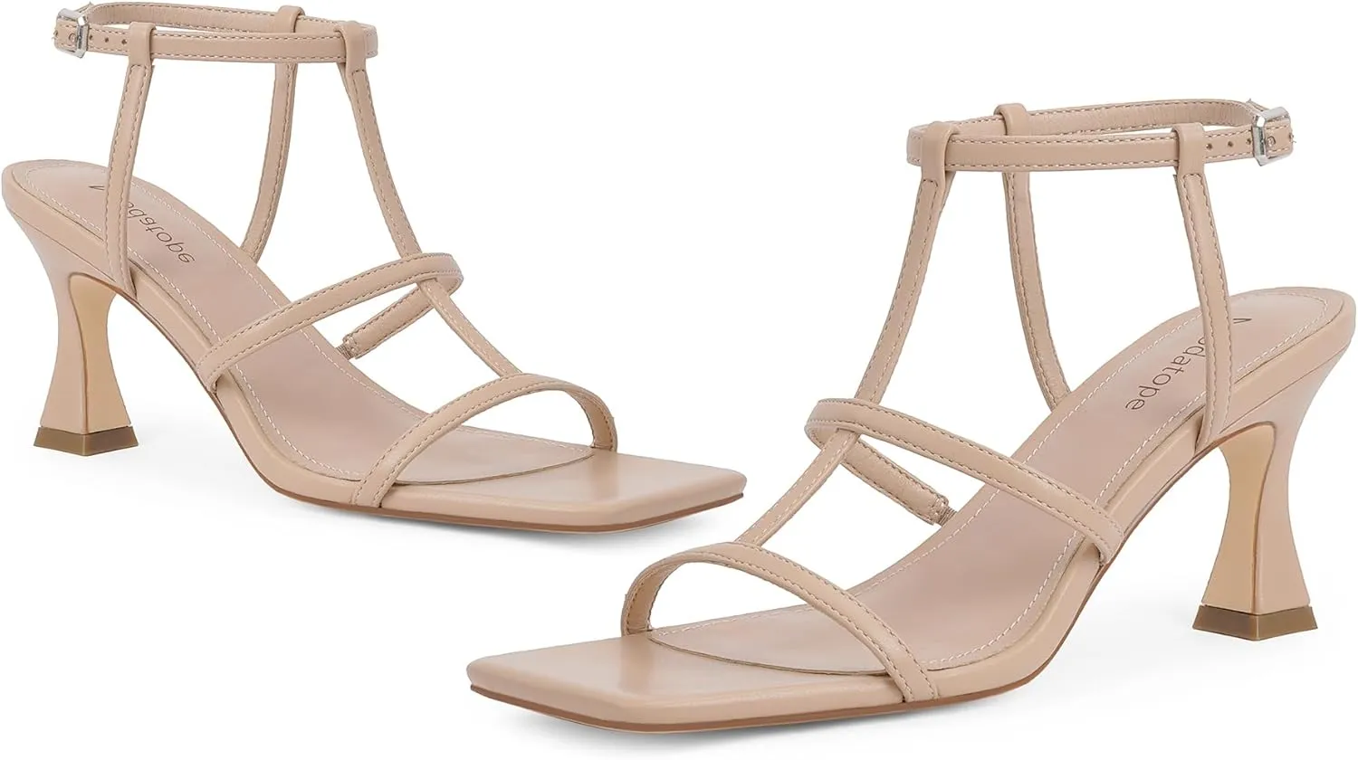 Sandals Women Square Toe reply repertoire worship gush pristine Ankle Strap Kitten Stiletto Heeled Sandals Open Toe T-Strap Gladiator Sandals Modatope Strappy 