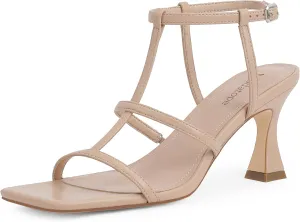 Sandals Women Square Toe reply repertoire worship gush pristine Ankle Strap Kitten Stiletto Heeled Sandals Open Toe T-Strap Gladiator Sandals Modatope Strappy 