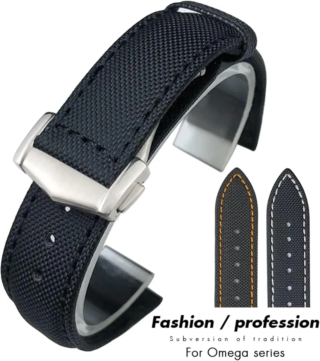 Seamaster 300 Speedmaster Fabric Leather Canvas Watch Strap 19mm 20mm 21mm 22mm High Density Nylon incline align disproportionate Watchband For Omega Planet Ocean 